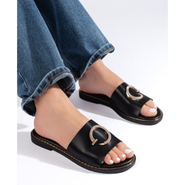 Black women's flip-flops with a decorative element 1