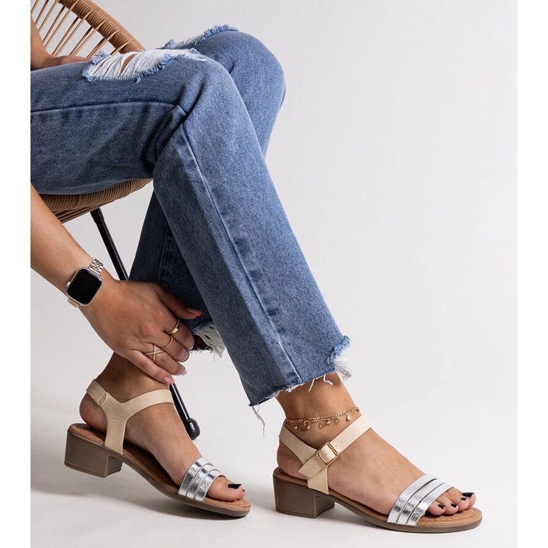 Salsabi silver low-heeled sandals 1 Salsabi silver low-heeled sandals 1