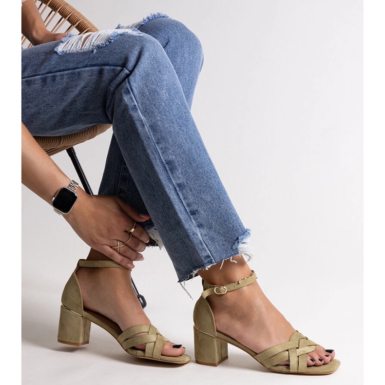 Green high-heeled sandals from Wajda 1