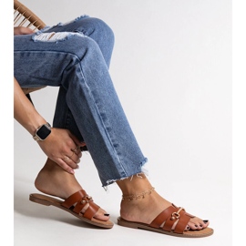 Brown flip-flops with gold accessories from Drahomíra 1