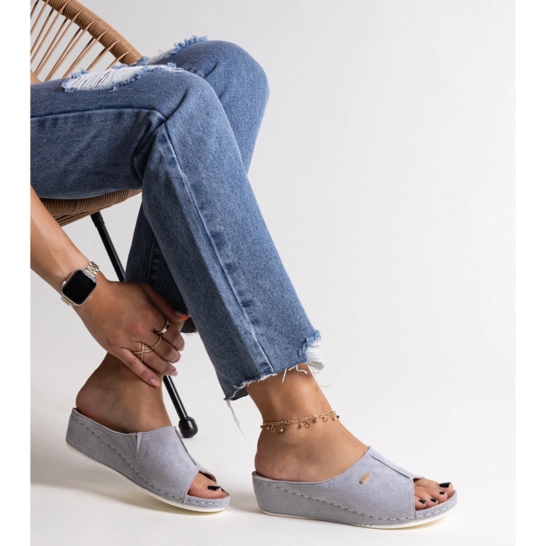 Gray Semretana wedge mules grey 1