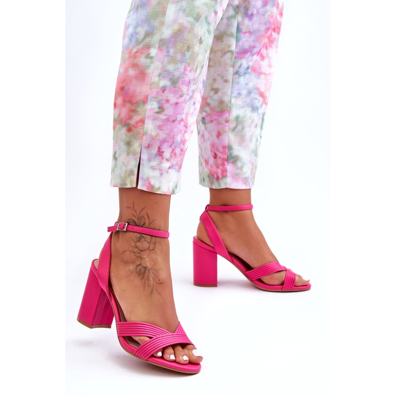 Classic Fuchsia Zipola Sandals On A Heel 4