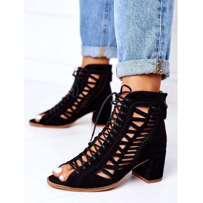 Suede Openwork Boots Maciejka 04040-01 Black 3