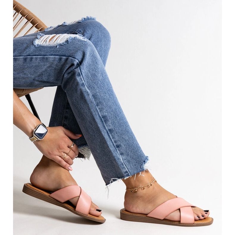 Pink Klementyna eco leather flip-flops 1