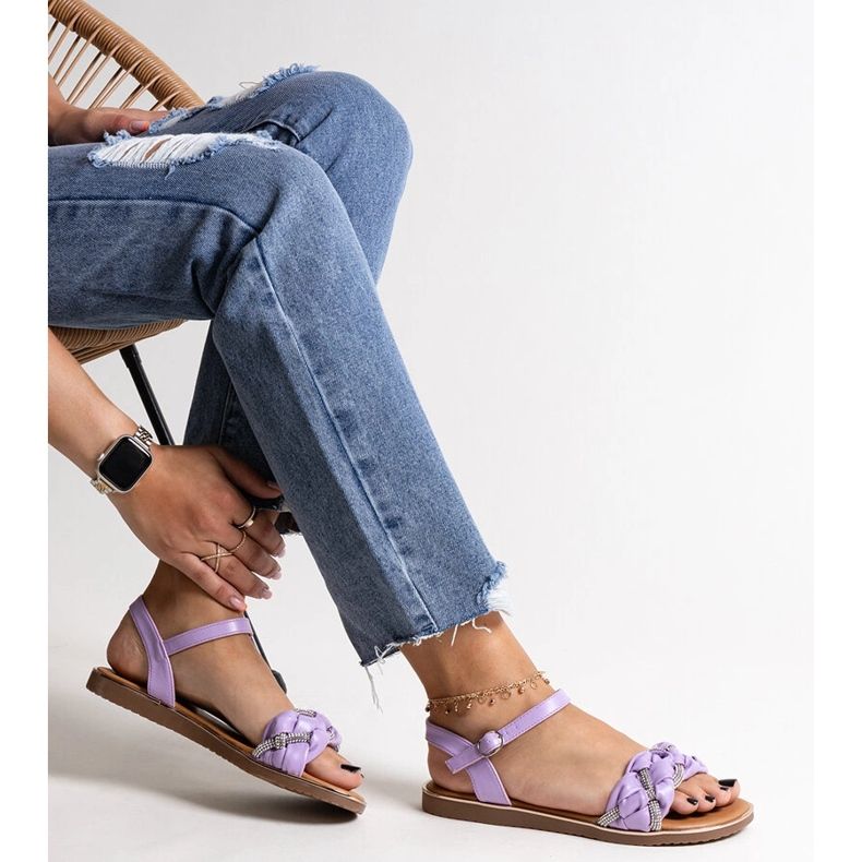 Purple sandals decorated with Giada zircons 1