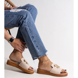 Beige flip-flops with a decorative Jinan buckle 1 Beige flip-flops with a decorative Jinan buckle 1