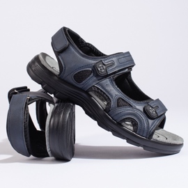 Men's navy blue sports sandals with velcro 1