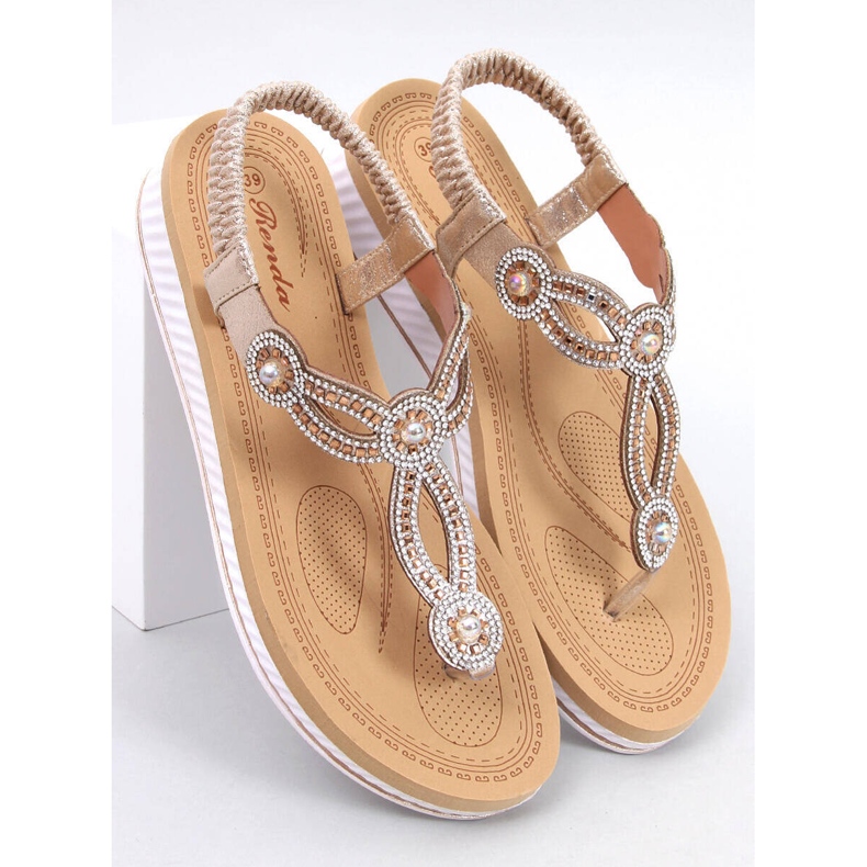 Flip-flop sandals with Harani Gold zircons golden 1