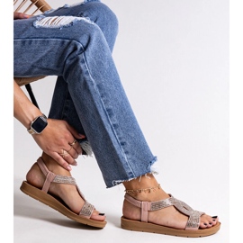 Pink sandals decorated with Michalina zircons 1