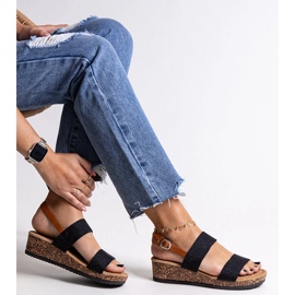 Black Firdosa cork wedge sandals 1