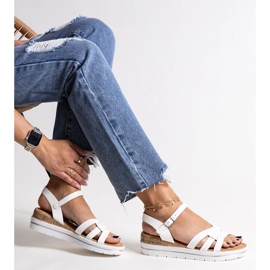 White Hikma low wedge sandals 1