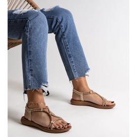 Gold sandals decorated with Leilana zircons golden 2
