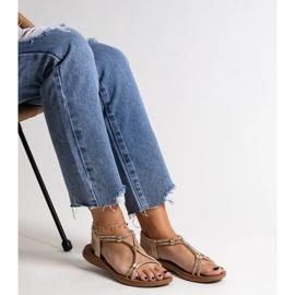 Gold sandals decorated with Leilana zircons golden 1 Gold sandals decorated with Leilana zircons golden 1