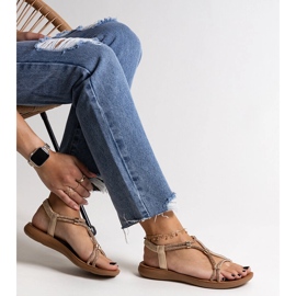 Gold sandals decorated with Leilana zircons golden 3