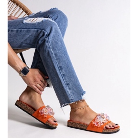 Orange flip-flops decorated with Negistina stones 1