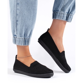 Women's black fabric slip-on 1