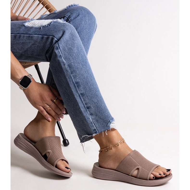 Linah brown platform slides 1