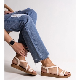 Beige sandals with a gold buckle Pamphila 1 Beige sandals with a gold buckle Pamphila 1