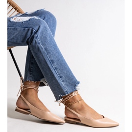 Tied beige ballet flats made of Batra eco leather 1