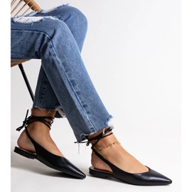 Tied black ballet flats made of Batra eco leather 1