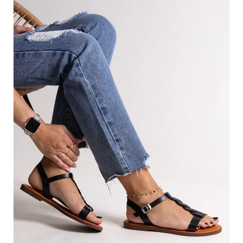 Black Amaranth flat sandals 1