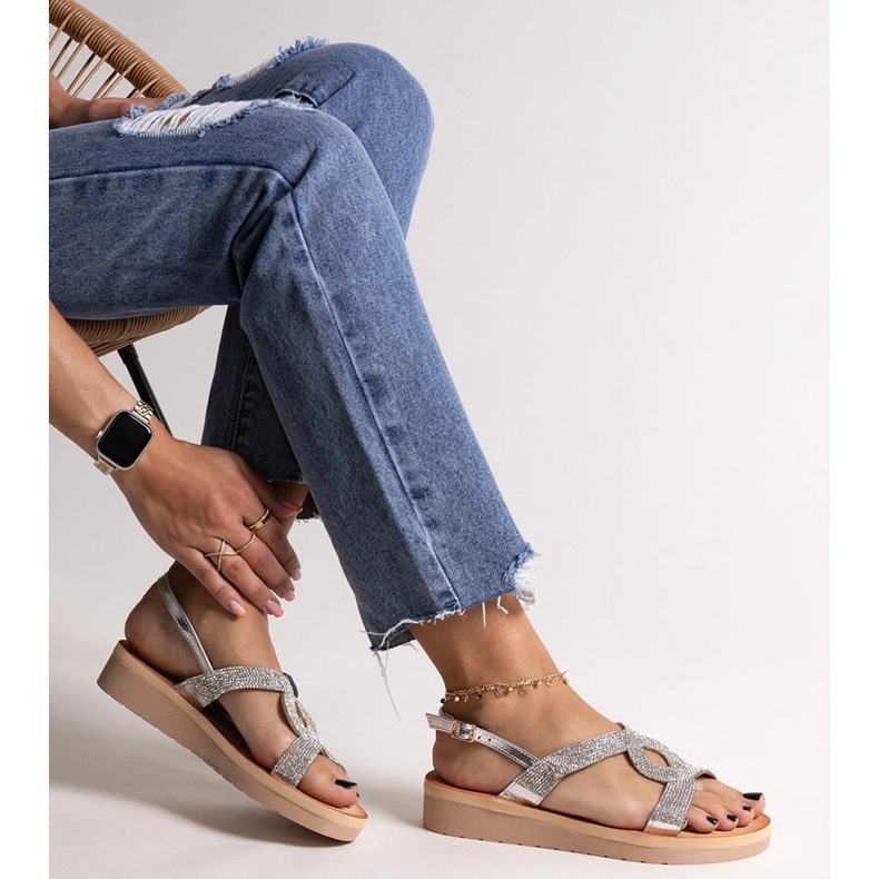 Silver platform sandals with Mifsa rhinestones 1