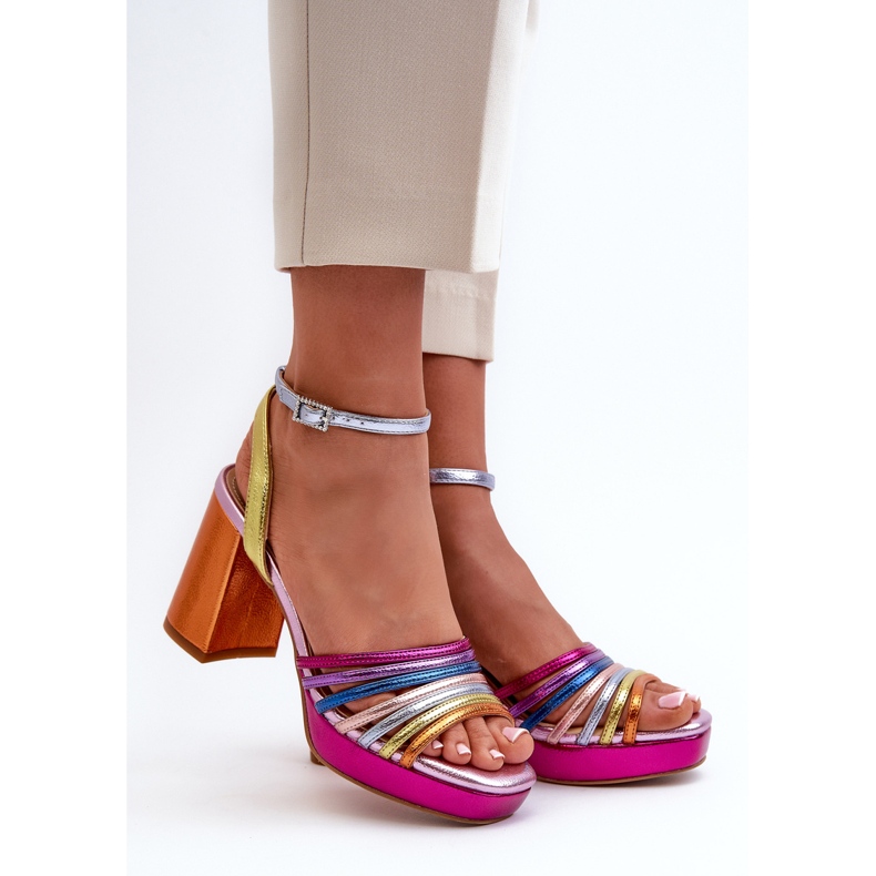 S.Barski Women's Sandals on a High Heel D&amp;A CR920 Multicolor purple 1