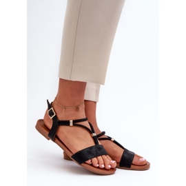 Women's Flat Sandals With Straps S.Barski KV27-010 Black 1