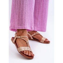 Women's Flat Sandals With Straps S.Barski KV27-010 Gold golden 2