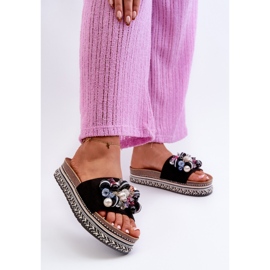 Women's Flip-flops On The Platform With Decorations S.Barski HY077 Black 2