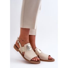 Zazoo 40385 Women's Leather Sandals Beige 1