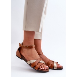 Zazoo 40225 Brown Leather Flat Sandals 1