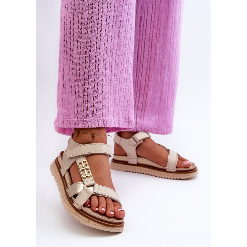 Zazoo 50103 Women's Leather Sandals on the Platform, Beige 2