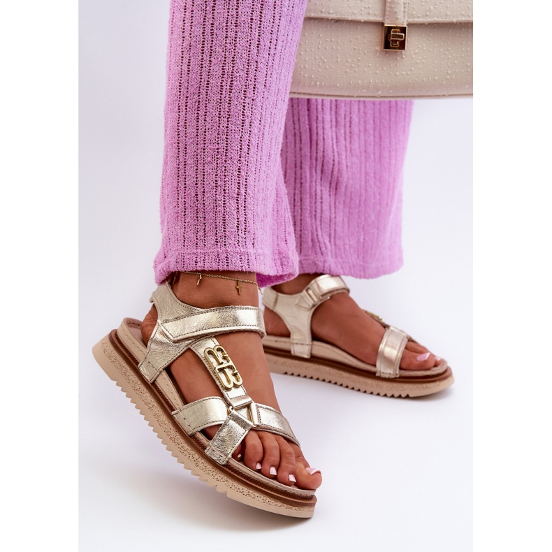 Zazoo 50103 Women's Leather Sandals on the Platform, Gold golden 2