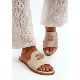 Elegant Women's Shiny Flip-Flops With Decoration S.Barski KV27-050 Gold golden 6