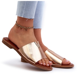 Evento Women's Eco Leather Flip-Flops with a Flat Heel, Gold Maliha 5