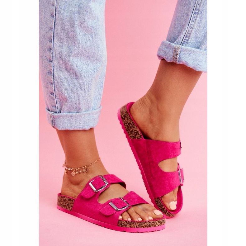 EVE Women's Slippers On Cork With Buckles Fuchsia Si Senor pink 1