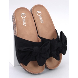 Keitas Black cork flip-flops with a bow 1