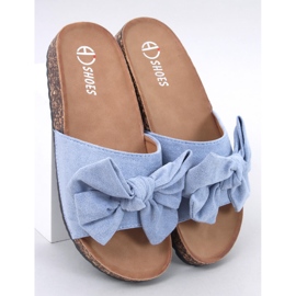 Keitas Blue cork slippers with a bow 1
