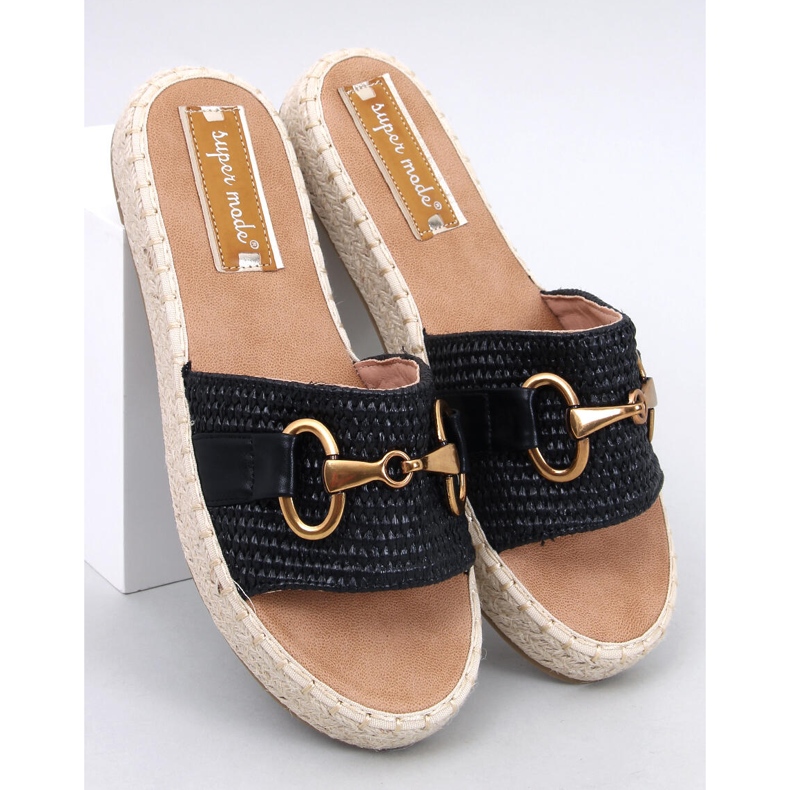 Maters Black espadrille flip-flops 1