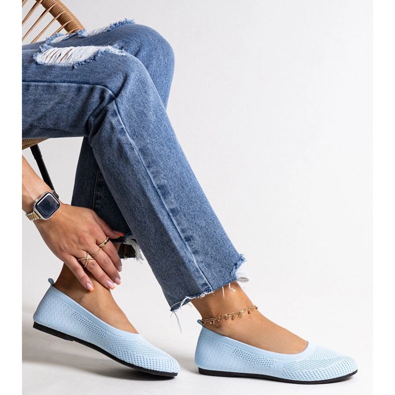 Blue fabric ballet flats from Yafia 1