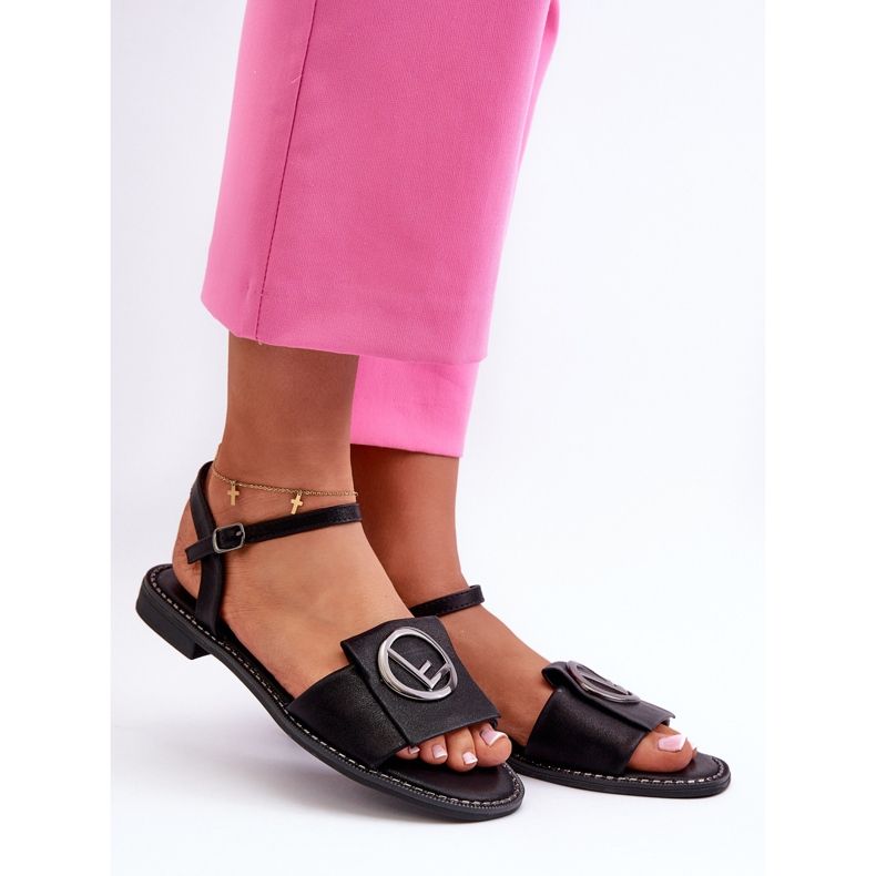 Women's Sandals With Decoration S.Barski KV27-045 Black 1