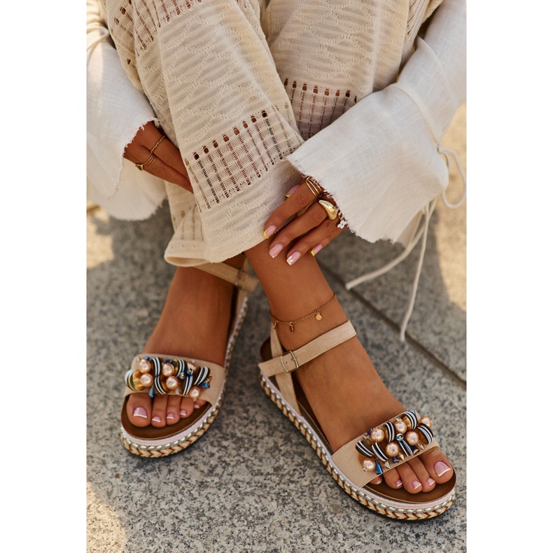 Women's Sandals On Wedge And Platform With Decorations S.Barski HY056 Beige 2