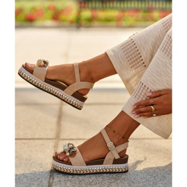 Women's Sandals On Wedge And Platform With Decorations S.Barski HY056 Beige 1