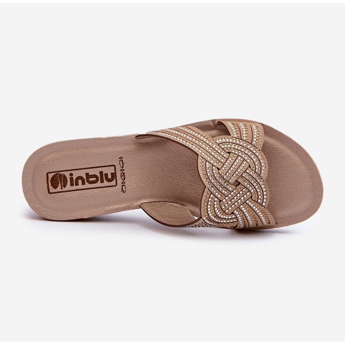 Comfortable Women's Flip-Flops With Cubic Zirconias Inblu BV000037 Beige 1