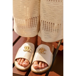 Elegant Women's Shiny Flip-Flops With Decoration S.Barski KV27-050 Gold golden 10