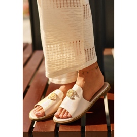 Elegant Women's Shiny Flip-Flops With Decoration S.Barski KV27-050 Gold golden 11