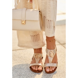 Women's Flat Sandals With Decoration S.Barski KV27-051 Gold golden 2 Women's Flat Sandals With Decoration S.Barski KV27-051 Gold golden 2