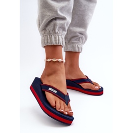 Women's Wedge Flip-Flops Big Star NN274A725 Navy Blue 2