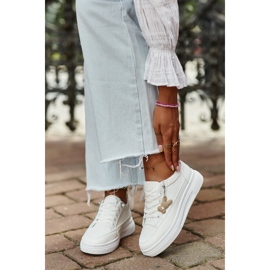 Women's Sneakers Sports Shoes On Platform With Decoration, White Vinceza 13613 1